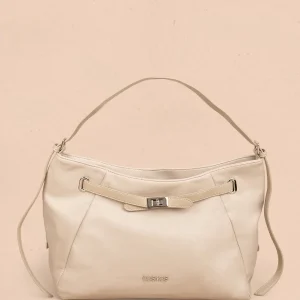Bolso tipo shopping color beige con correa frontal 106182