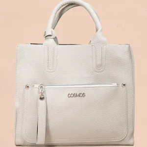 Bolso tipo cartera color gris con bolsillo frontal 106955