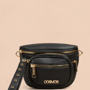 Riñonera color negro con detalles dorados 106967