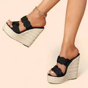 Sandalias Negras Plataforma Elegancia Serena